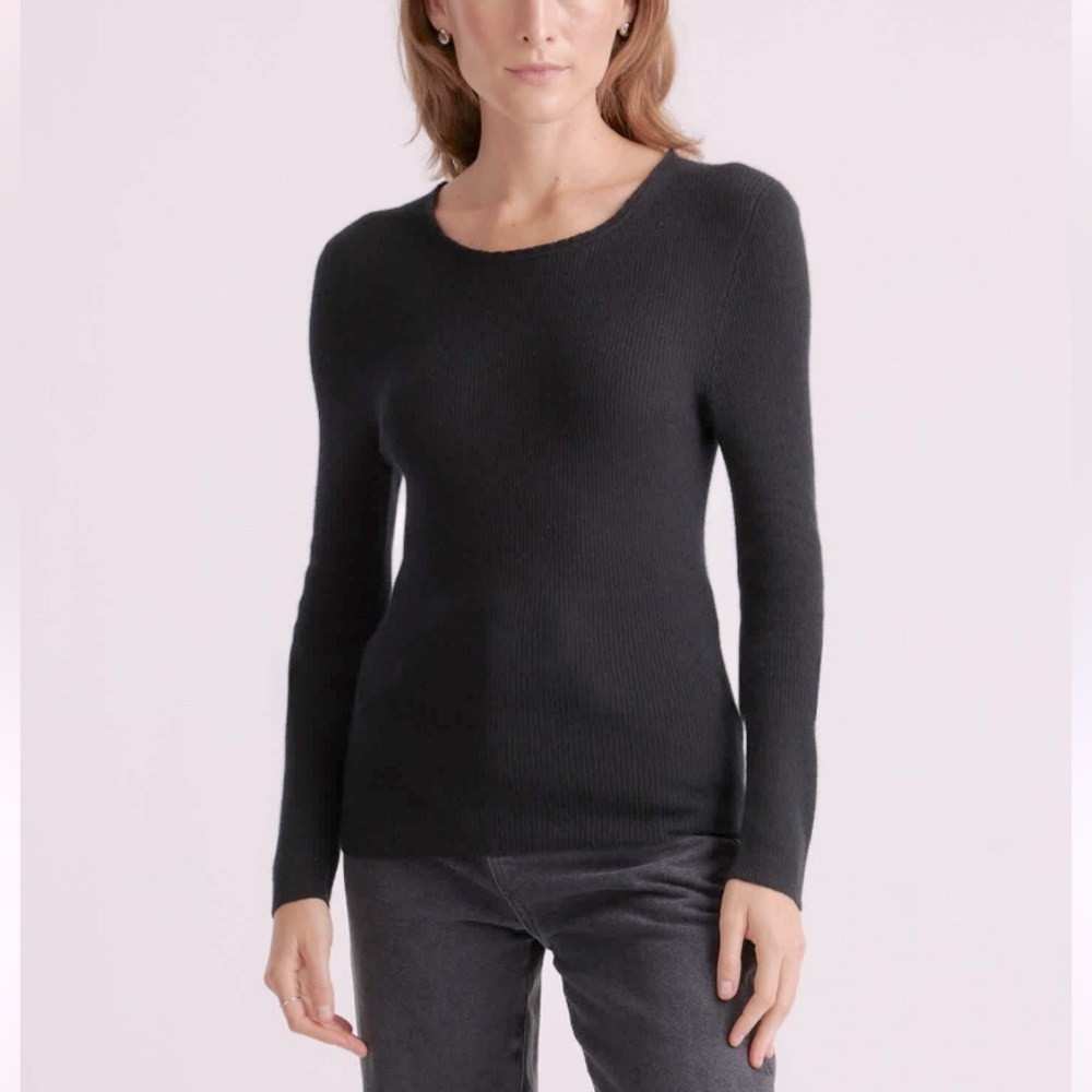 Lord  & Taylor 💯 Cashmere Crew Neck Black Sweater Size XL